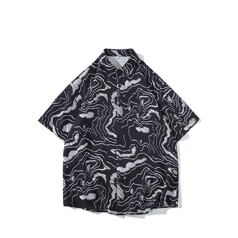 精品花衬衫男短袖夏季痞帅休闲上衣服外套翻领大码衬衣男A012/P35,男装衬衫,电商A012