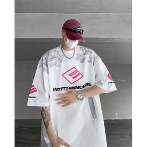 美式复古赛车服t恤夏季潮牌欧美高街短袖男小众半袖T25033-P32图片
