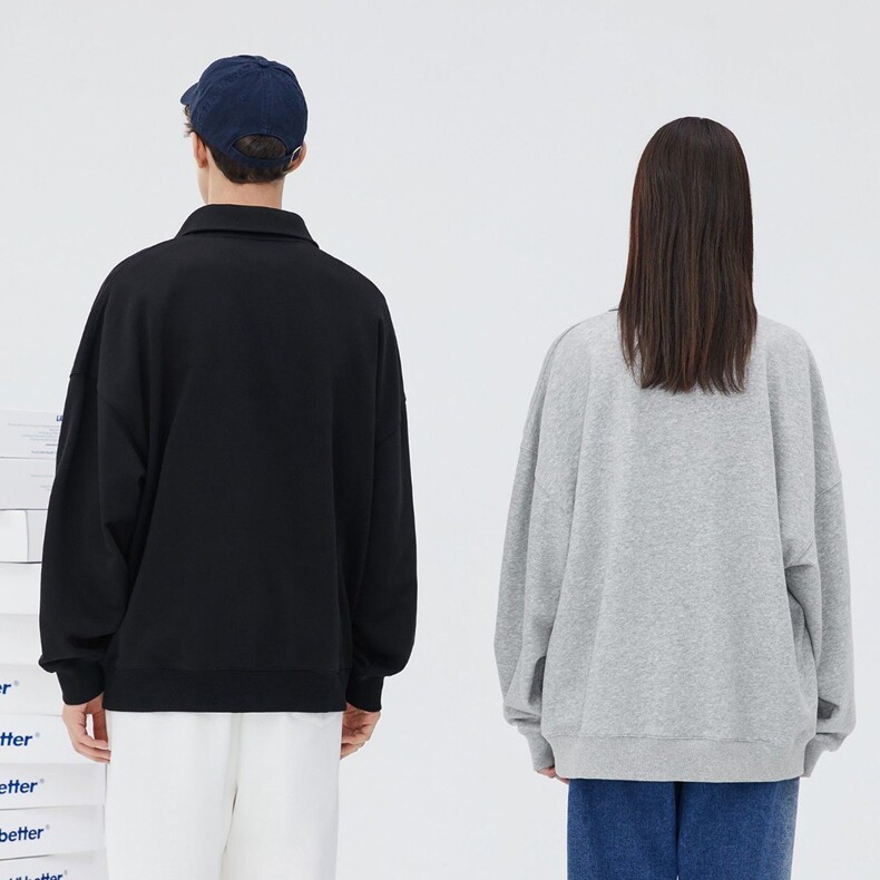 翻领卫衣男polo领上衣潮秋冬季新款美式半拉链oversize宽松外套,女装短外套,星座218-8
