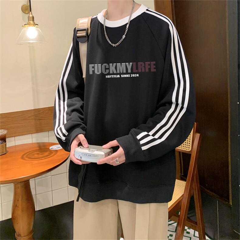 美式三杠条纹复圆领卫衣秋冬男女宽松长袖SW2468-P45控6850棉,男装卫衣,电商B370