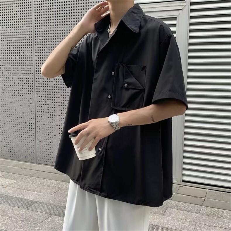夏季原宿文艺衬衫高街青春流行潮流短袖CS0681-P40,男装衬衫,星座308B-1
