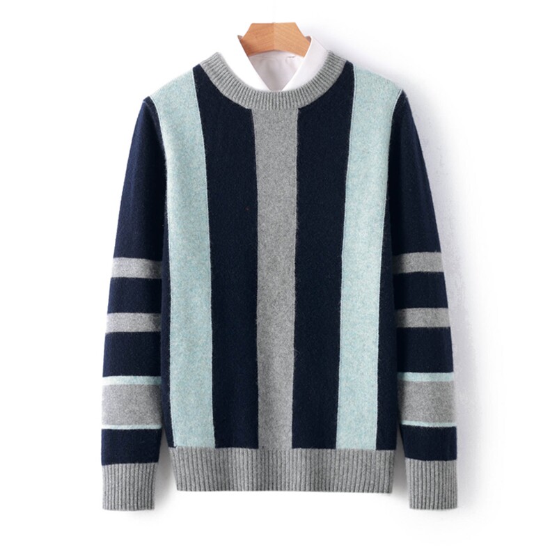 男士圆领长袖毛衣修身针织衫男装羊毛上衣，男装羊毛衫，琳华羊绒