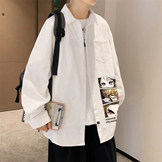 春季长袖衬衫男宽松港风衬衣男外套男CSCS287-P35，男装衬衫，电商B371