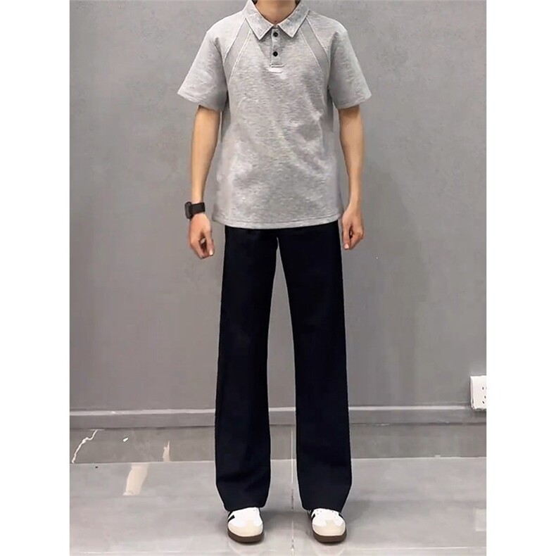 1506/QBF3740/P36黑色垂感西裤男款潮牌高级感直筒休闲西装裤图片