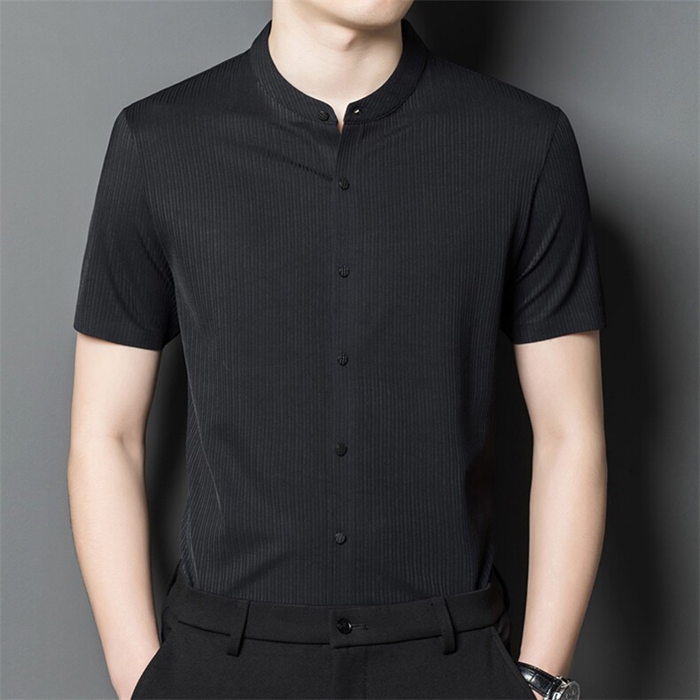 Y8683钱塘2020-2夏季无痕精品男士立领休闲短袖衬衫P63,男装衬衫,钱塘207-2