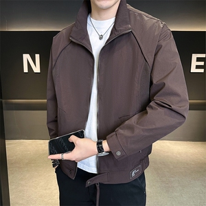 6616-M-3XL-P118店主风秋季夹克简约纯色针织拼接高品质外套男图片