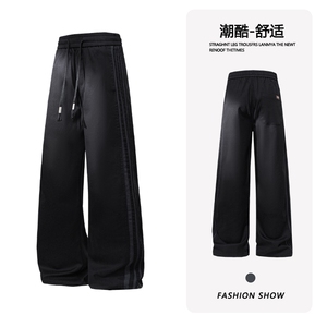 B221 美式ins宽松直筒三条织带冰凉感休闲裤LK25470-特P40控68图片