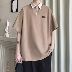 C309-P312024夏季新款半拉链Polo衫短袖男小众设计感宽松T恤现货，男装T恤，星座512-6