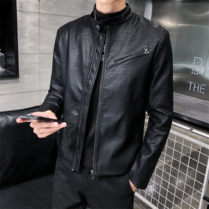 312A-5-X57-P120新款皮衣男韩版立领机车服青年水洗皮夹克b图片