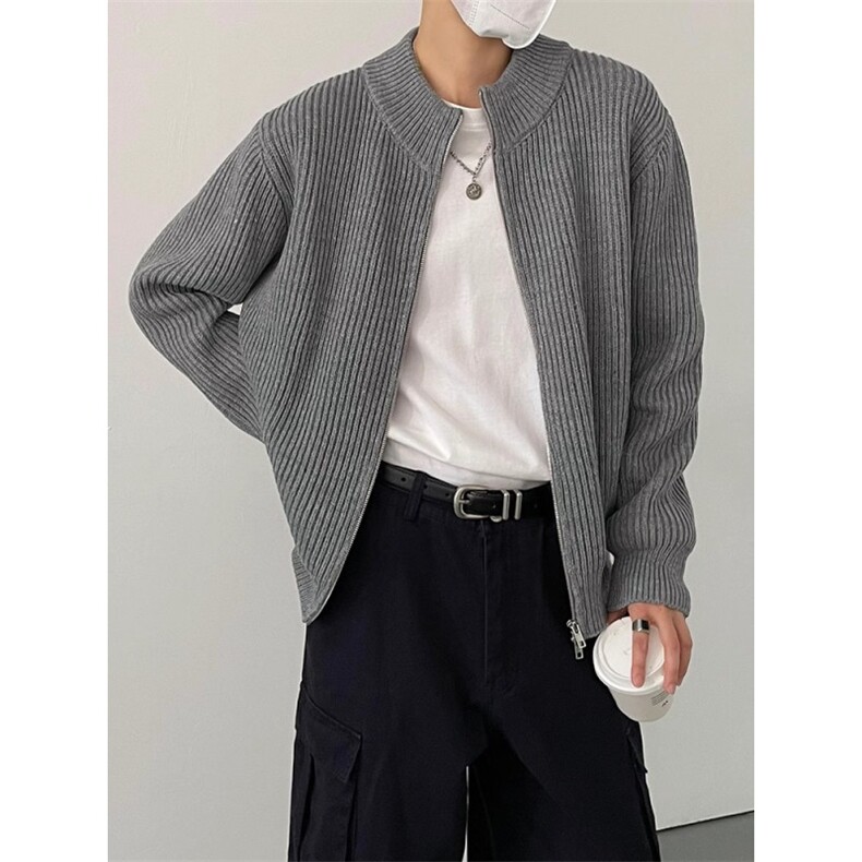 韩系宽松半高领长袖针织衫男秋冬季上衣拉链开衫毛衣外套M2366，男装针织衫/毛衣，星座1116A（原606A-3）