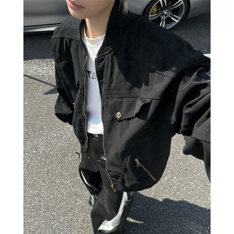 美拉德棕色短款工装外套男秋冬水洗潮牌棒球服美式复古哈灵顿夹克,男装夹克,星座410-7