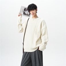 8XL-M圆领毛衣男秋冬季宽松慵懒套头麻花针织衫毛线衣MY19005P68，男装针织衫/毛衣，电商B312