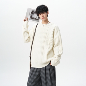 8XL-M圆领毛衣男秋冬季宽松慵懒套头麻花针织衫毛线衣MY19005P68图片