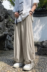 宽松直筒休闲裤子男夏季薄款新中式风棉麻阔腿裤-A1067TP38控59，男装休闲裤，电商B241