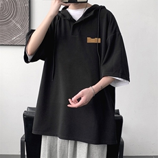 LD54293-P45NASA连帽短袖t恤男大码胖子带帽五分袖中袖，男装T恤，电商A040
