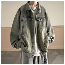 牛仔外套男春秋季潮牌美式高街夹克男翻领痞帅褂子上衣服JK8833，男装工装外套，星座516A