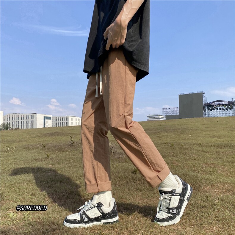 夏季新款纯色休闲裤港风冰丝速干长裤B315-K23390-p35控48,男装休闲裤,电商B315