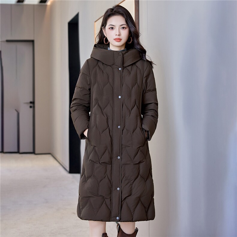 韩系轻薄保暖棉袄外套加长款直筒鸭绒羽绒服冬季女小个子，女装羽绒服，阿舍尔精品