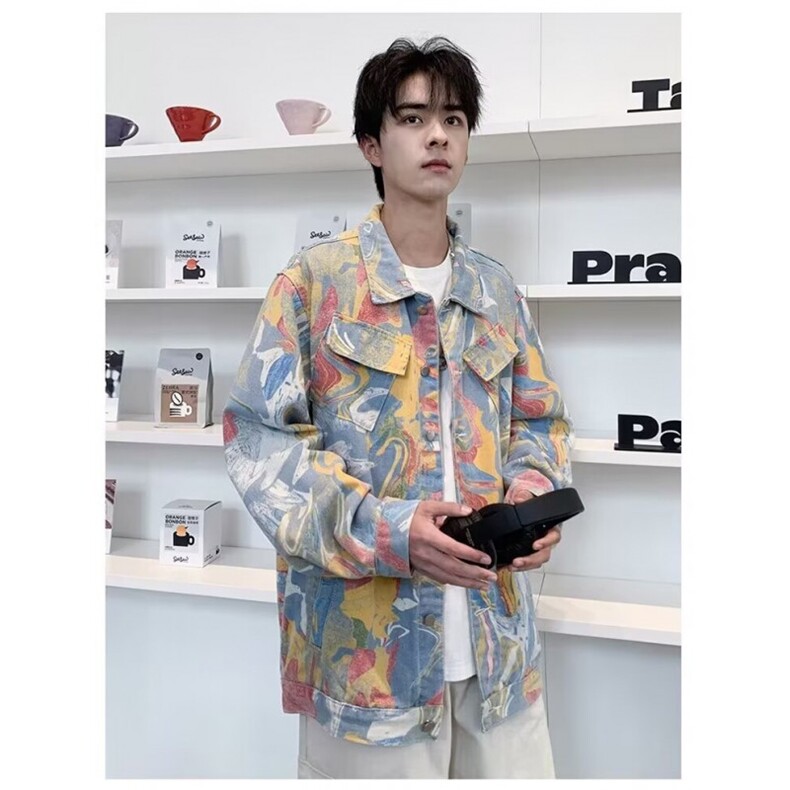 水墨涂鸦外套男春季潮牌痞帅炸街夹克美式设计感衣服219/P72,男装夹克,星座506
