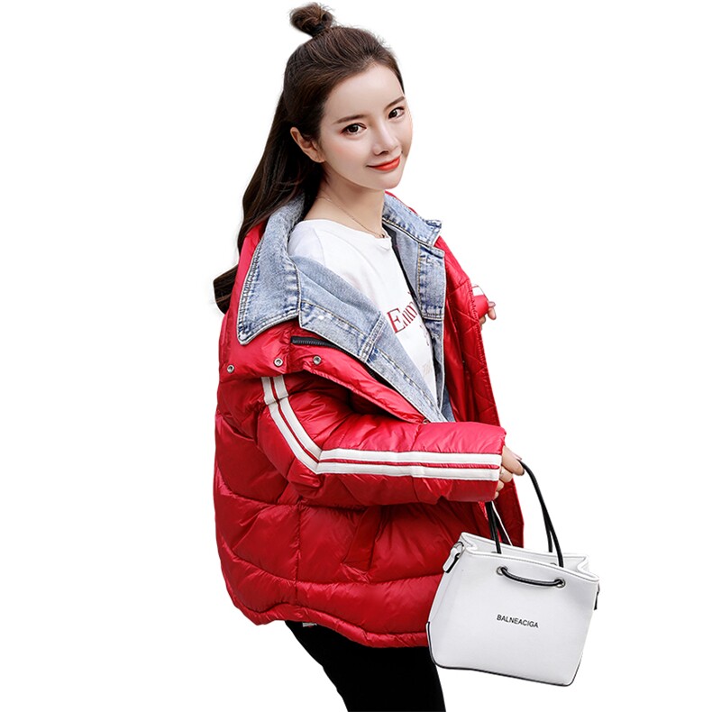棉衣/棉服时尚潮流拼接牛仔舒适宽松2020年冬季长袖优雅气质,女装棉衣/棉服,瑶迪依秀