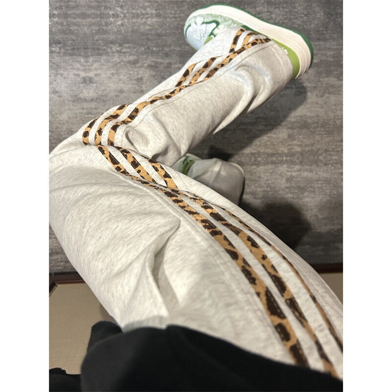 【有货】JRK83LL-特P45加绒豹纹三条杠裤子男加厚条纹卫裤,男装休闲裤,星座1007（原301D）