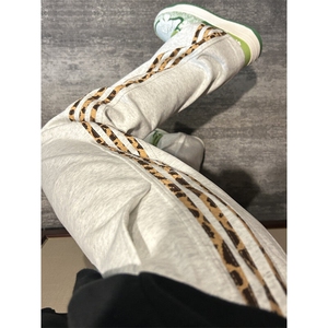 【有货】JRK83LL-特P45 加绒豹纹三条杠裤子男加厚条纹卫裤图片
