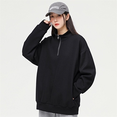 秋季新款基础纯色潮流宽松半高领休闲卫衣情侣款A305-EY-3617-P65，男装卫衣，电商B306