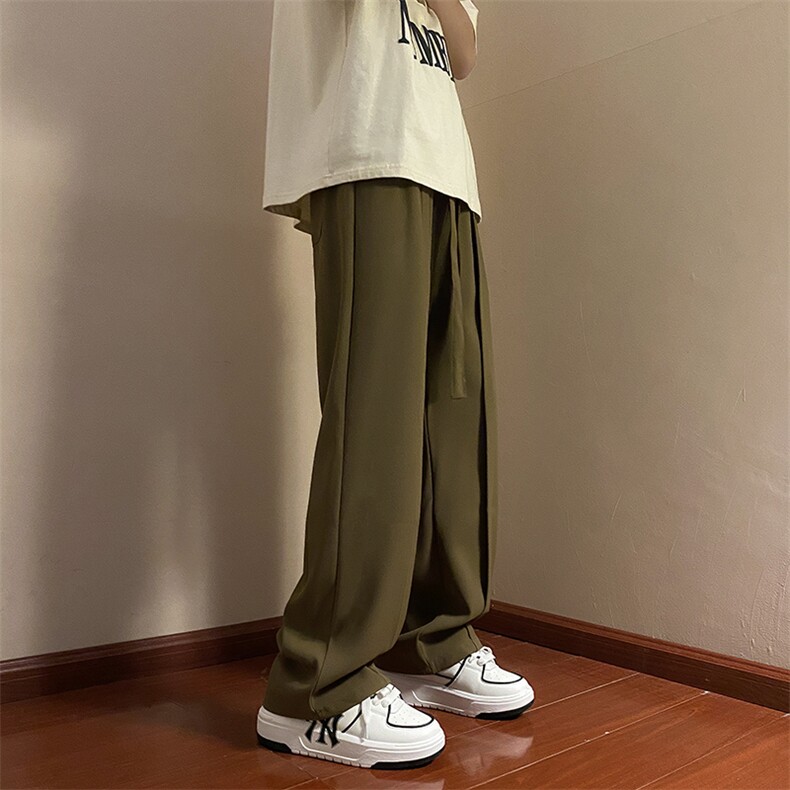 美式复古裤子男女潮牌高街冰丝垂感休闲裤宽松阔腿西裤HK9515-P36,男装休闲裤,星座1008