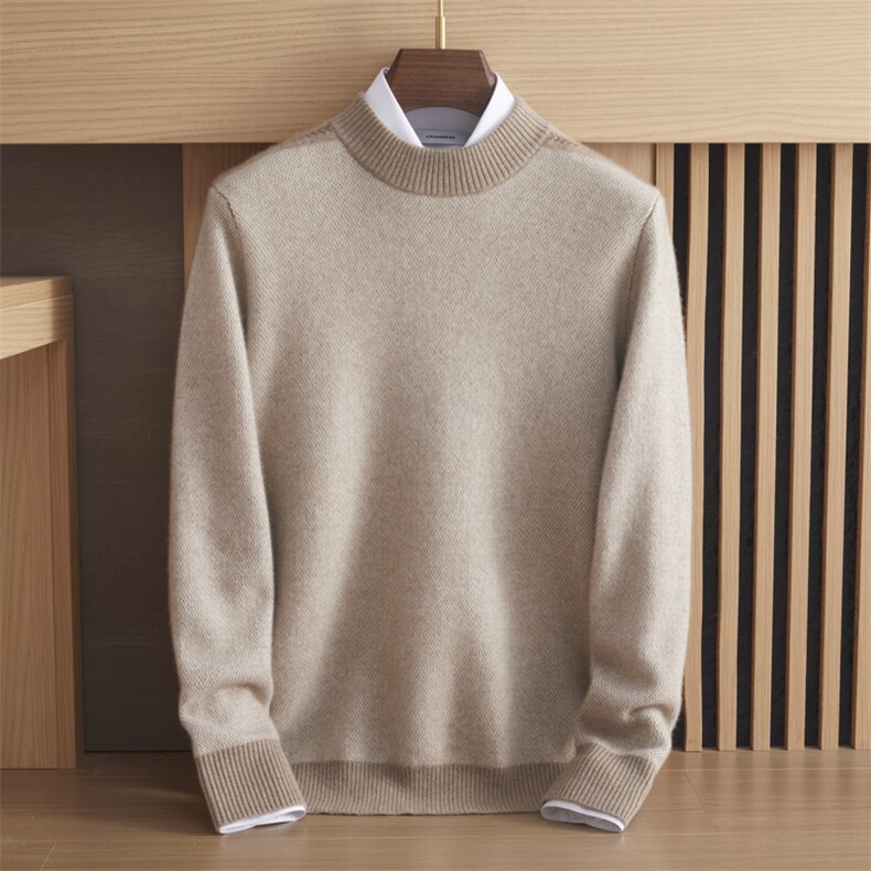 羊绒半高领毛衣男秋冬新款宽松休闲韩系慵懒风羊绒衫，男装羊绒套衫，绒誉暖羊绒