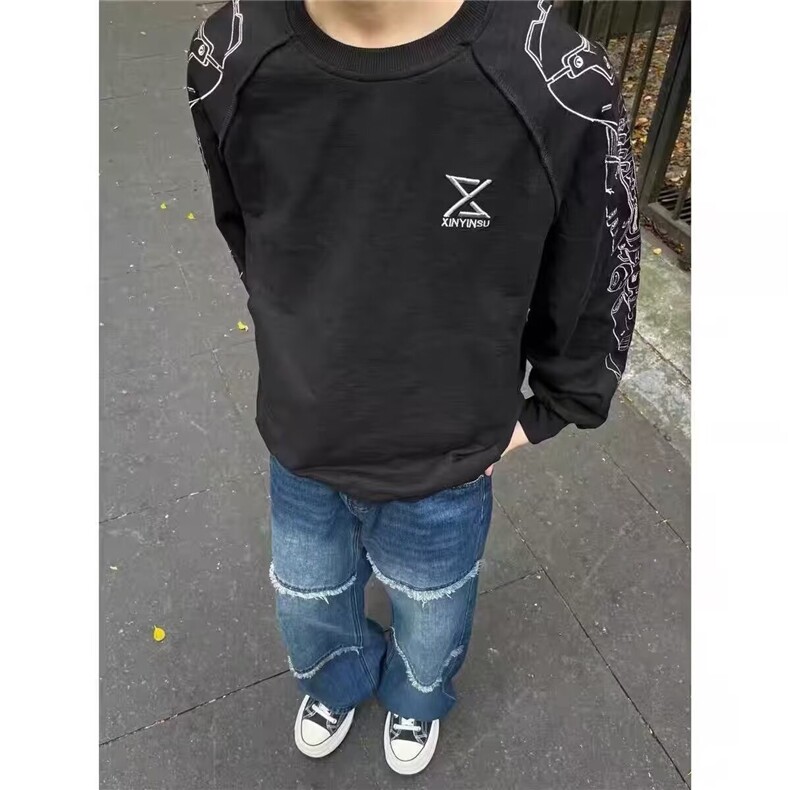港风潮男秋冬新款牛仔裤潮高街潮流痞帅长裤NL6642-P45,男装牛仔裤,星座208-5