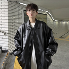 主推港风秋装中性美式刺绣夹克复古情侣皮衣休闲外套男G1062P88，男装夹克，电商A339