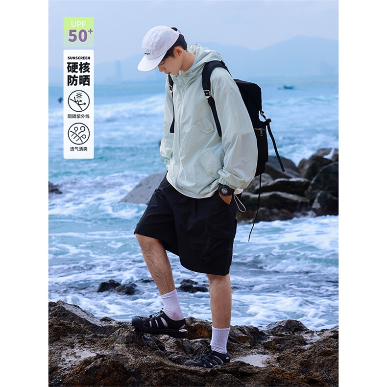 【UPF50+防晒衣】X2380-TP45控价78夏季宽松防晒服连帽外套男,男装夹克,电商A102-1