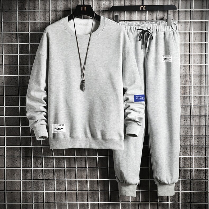 TY7062-P75圆领卫衣套装男运动套装两件套长袖运动服网格挂拍,男装休闲套装,电商A040A