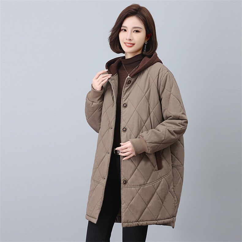2024年冬季长款连帽加绒加厚休闲女棉衣棉服,女装棉衣/棉服,悦见她