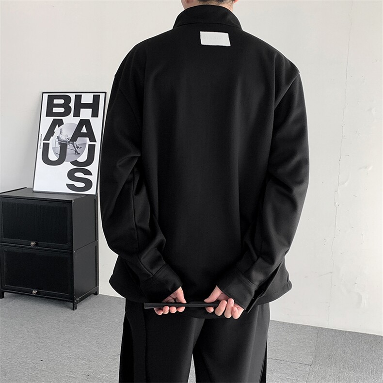 秋冬新中式刺绣半高领纯色毛呢卫衣外套男女衬衫套头宽松外套卫衣,男装衬衫,星座909