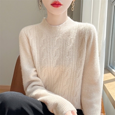半高领羊绒衫女纯色毛衣简约针织打底秋冬新款羊毛超好看单穿上衣，女装羊毛衫，犀桦羊绒