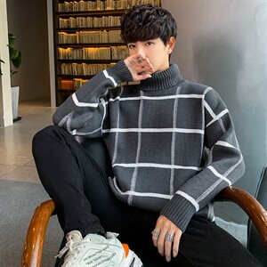 Tim-MY577高领毛衣男冬季2021新款潮流线衣宽松打底针织衫图片