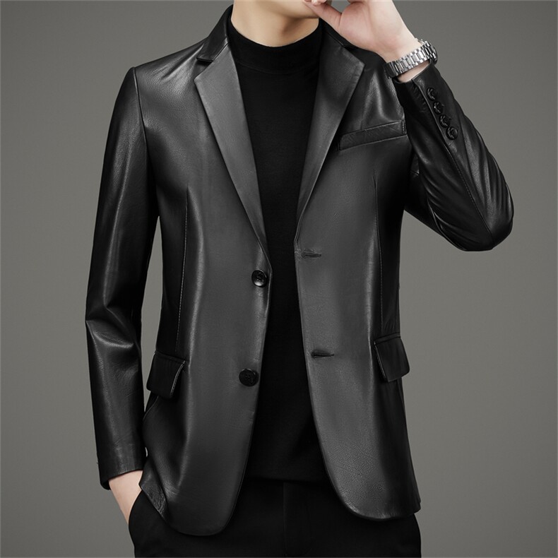 88987春秋款男士真皮皮衣胎牛皮外套皮西服P1450图片