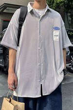 1港风情侣贴布衬衫大码M-5XL网红潮短袖衬衫男DCS7813P45控68，男装T恤，星座226-2