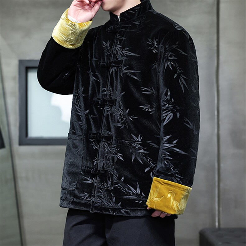 25新中式丝绒竹叶压花高级感大码现货棉服MY9913-P130控189,男装棉衣,电商A021