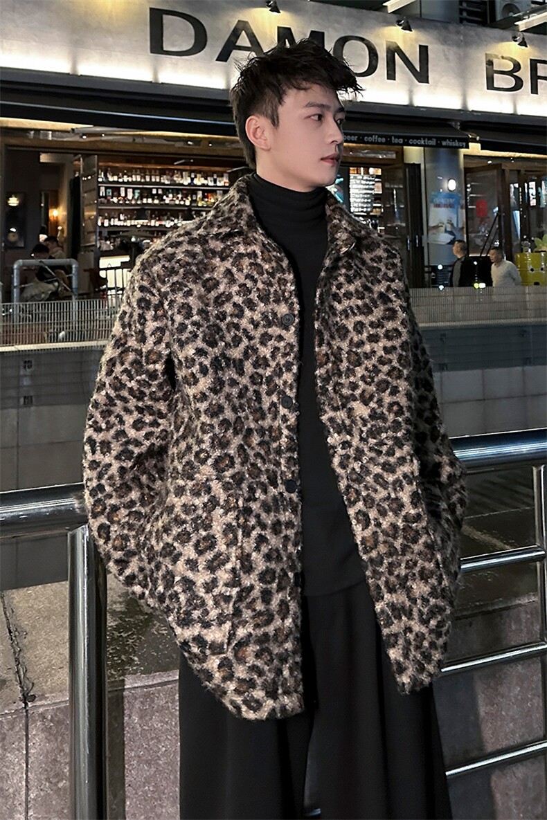 秋冬新款豹纹潮男时尚单品夹克外套男A071-1008-P75,男装夹克,电商A071