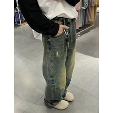 春季美式高街牛仔裤男女水洗休闲宽松直筒复古百搭阔腿裤N610，男装牛仔裤，星座1116A（原606A-3）