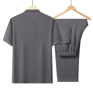 2026夏季亚麻短袖刺绣衬衫唐装男薄款长裤风套装HO6949-P125图片