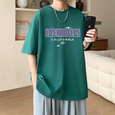 新款男装纯棉短袖T恤落肩款印花学生潮流宽松休闲，男装T恤，星座410-7
