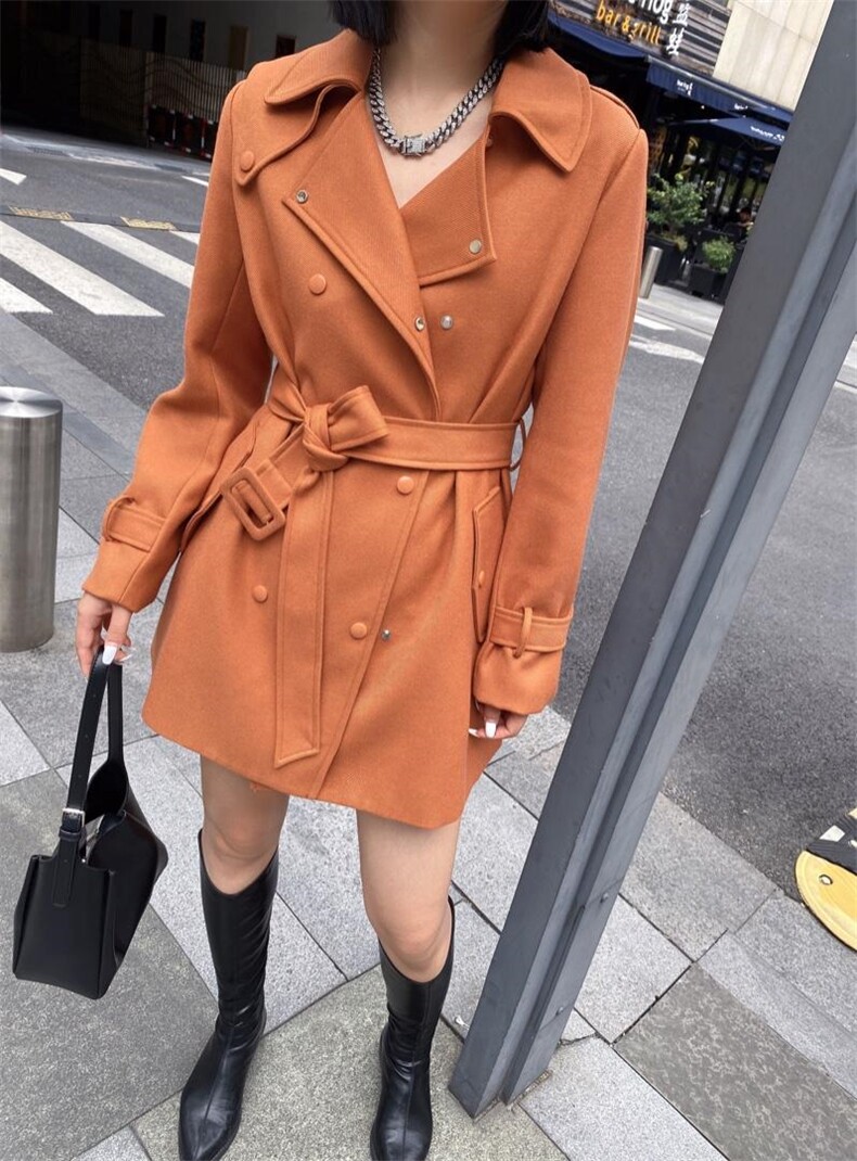 【现货】2021秋季新款风衣精纺TR面料时尚不挑人，女装风衣，蓝典