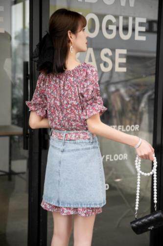 【夏季新款】碎花连衣裙牛仔半裙两件套，女装连衣裙，笑思源