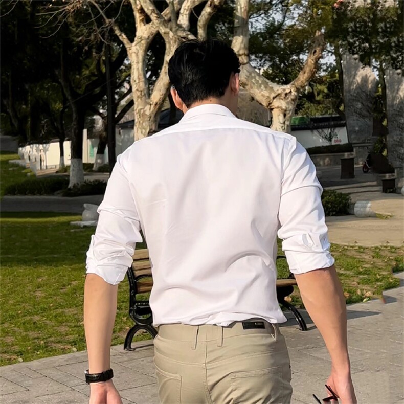 GS5409P50现货竹纤维长袖白色衬衫日系港风轻奢商务风男装,男装衬衫,星座1108-5