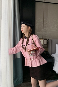 粉色小香风短外套女春秋2025新款小个子时尚洋气休闲百搭减龄上衣图片