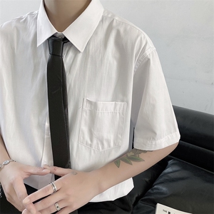 新款夏季衬衫男短袖港风ins潮流衬衣学院风外套C1022-p28 加领带图片