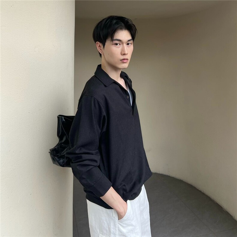 半开领亨利领翻领麻棉休闲衬衫D328-WW10-P55,男装衬衫,电商D328